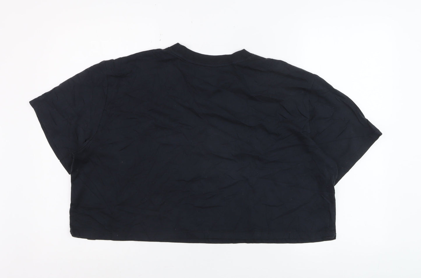 Under Armour Women Black Cropped Relaxed Fit T-Shirt L