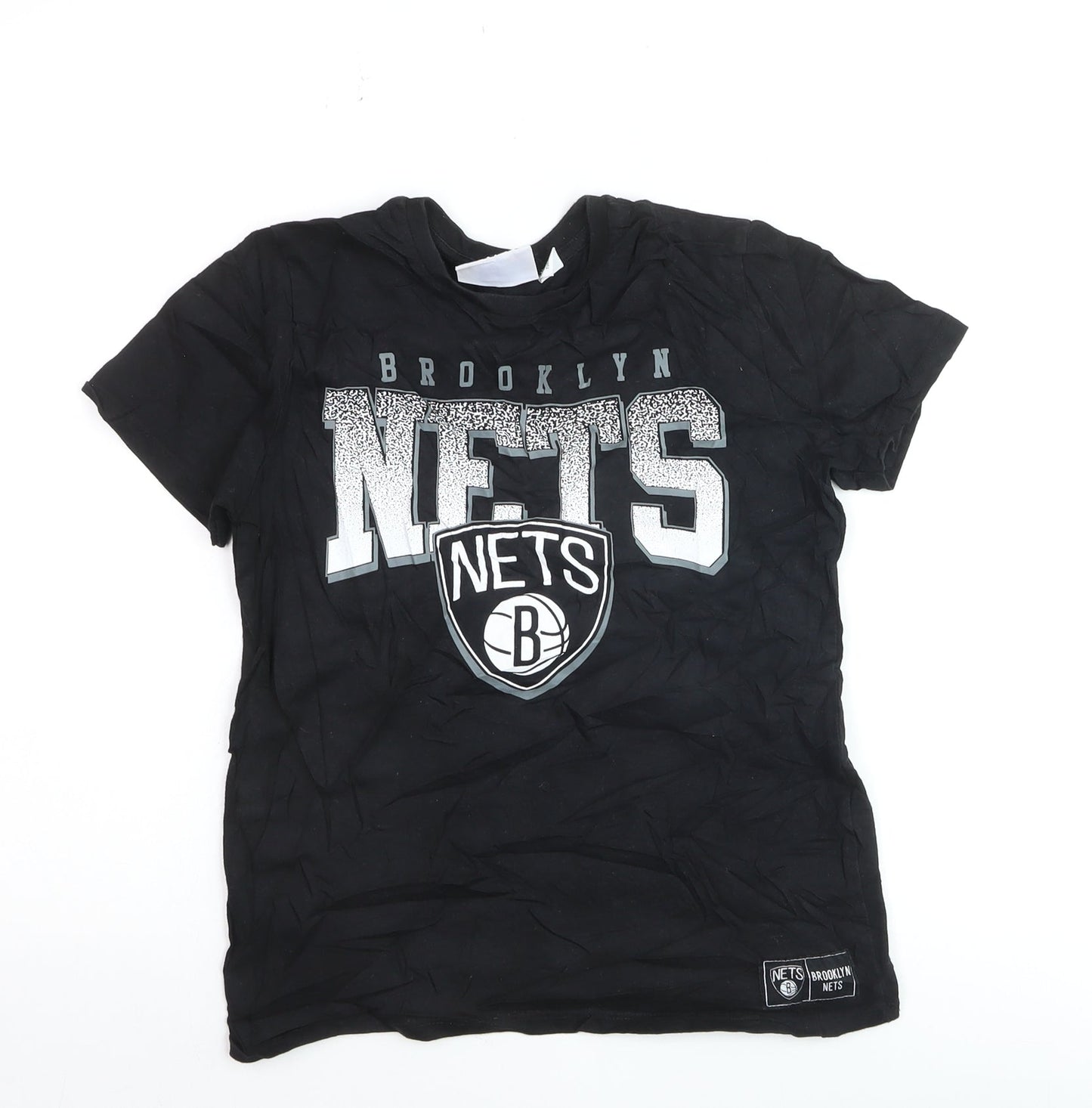 NBA Boys Black Brooklyn Nets T-Shirt 9-10 Years Short Sleeve Cotton