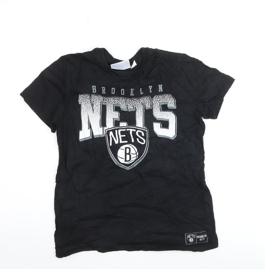 NBA Boys Black Brooklyn Nets T-Shirt 9-10 Years Short Sleeve Cotton