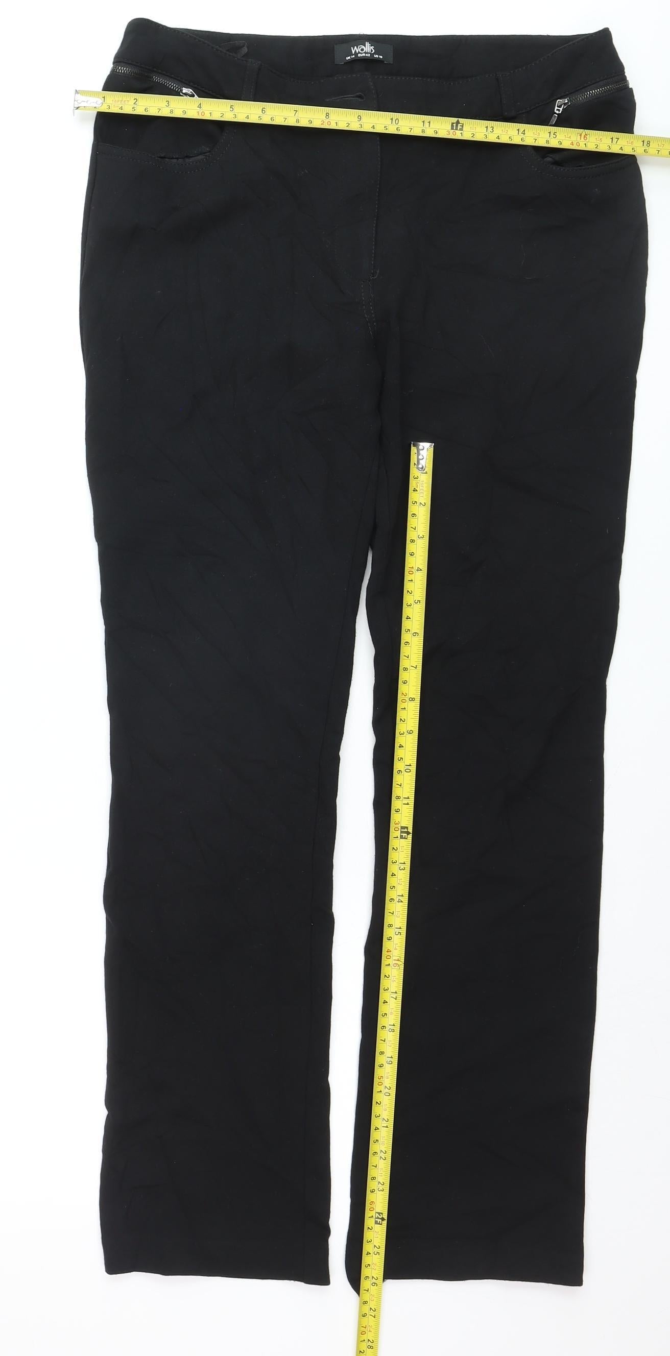 Wallis Women’s Black Stretch Straight Leg Trousers Size 14