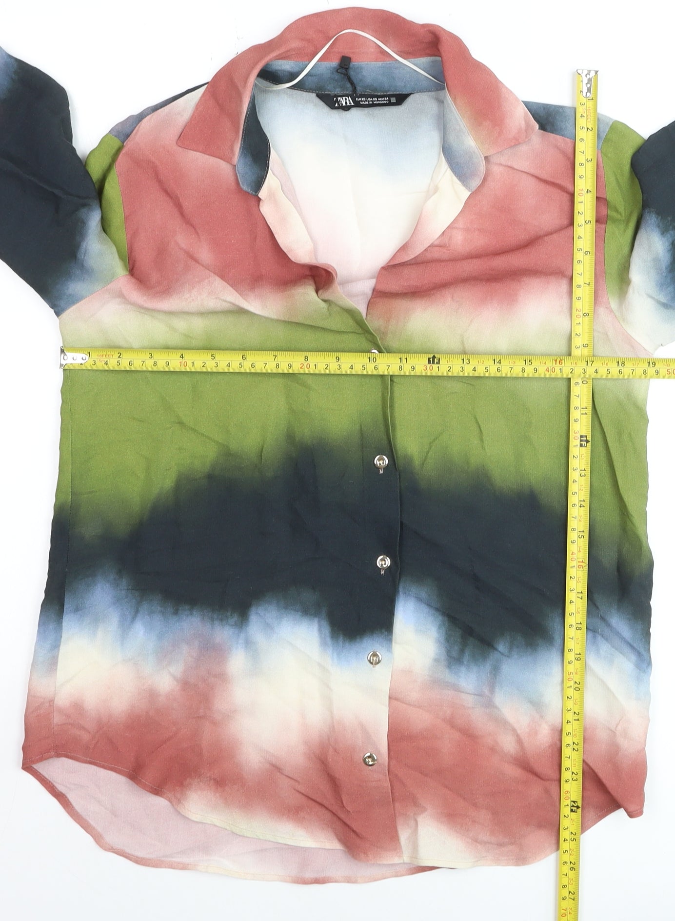 Zara Womens Multicoloured XS Button-Up Long Sleeve Shirt