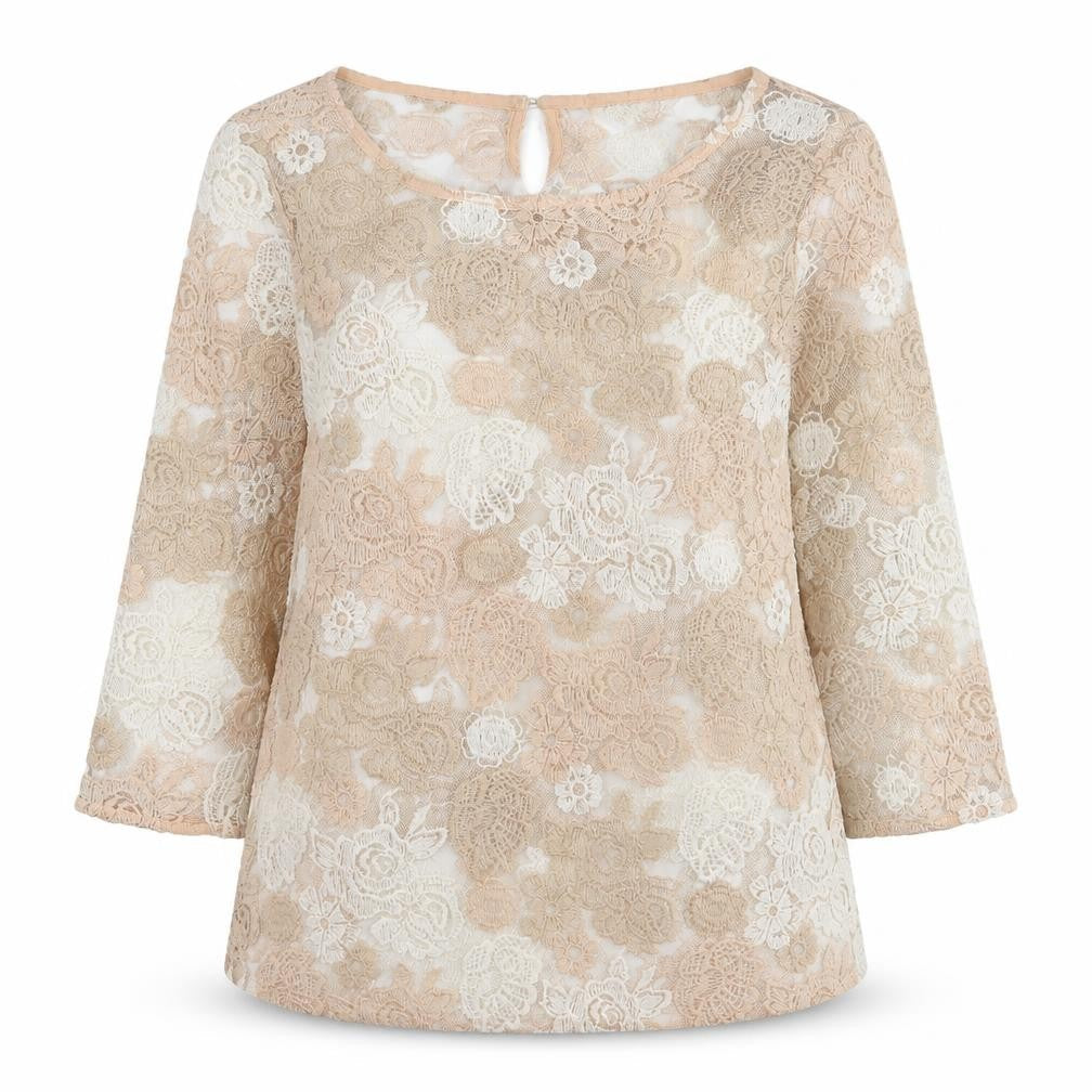 Marks & Spencer Women Pink Lace Floral 3/4 Sleeve Blouse UK 10
