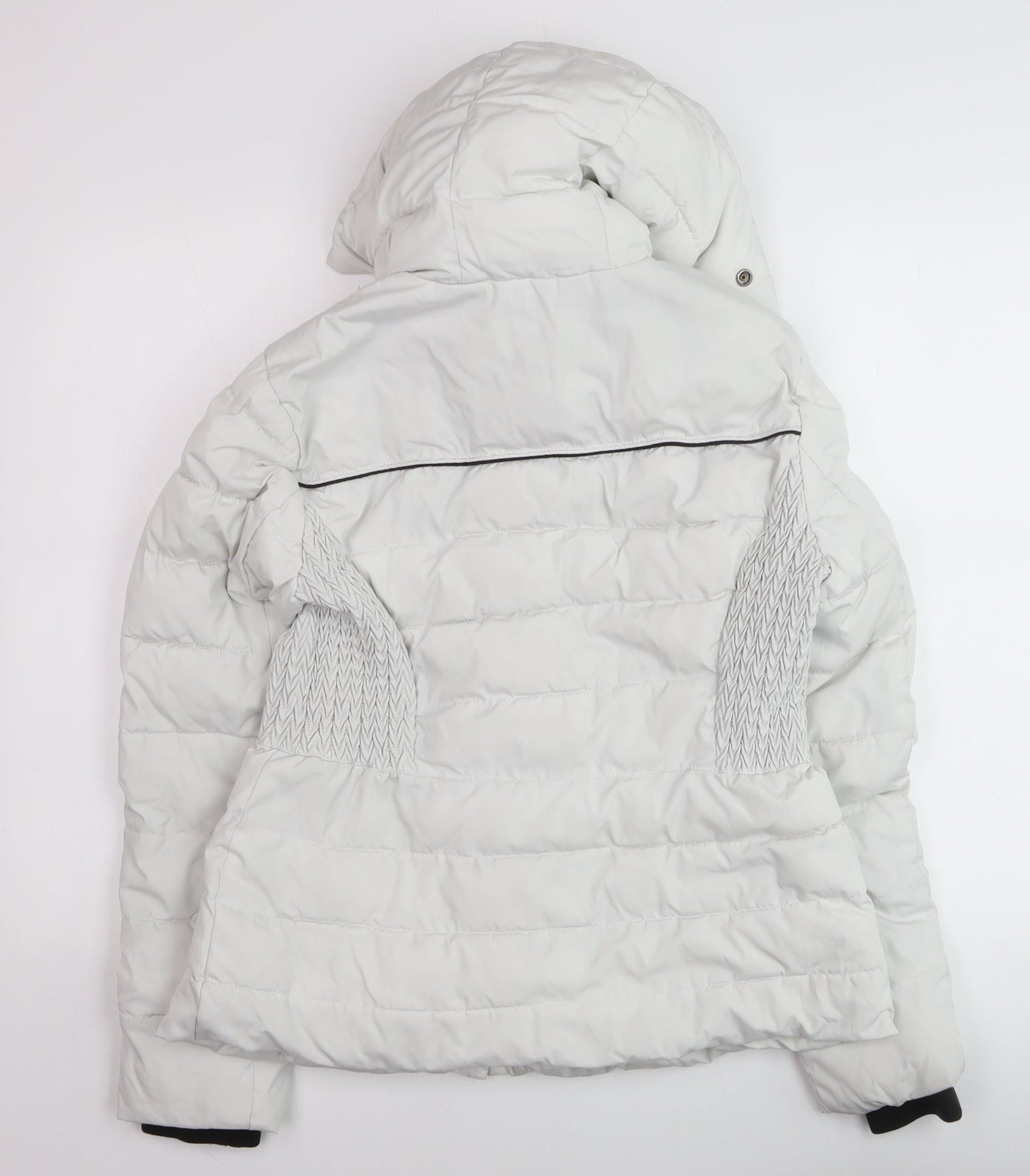 Superdry Women White Hooded Puffer Jacket UK 14 Winter Coat