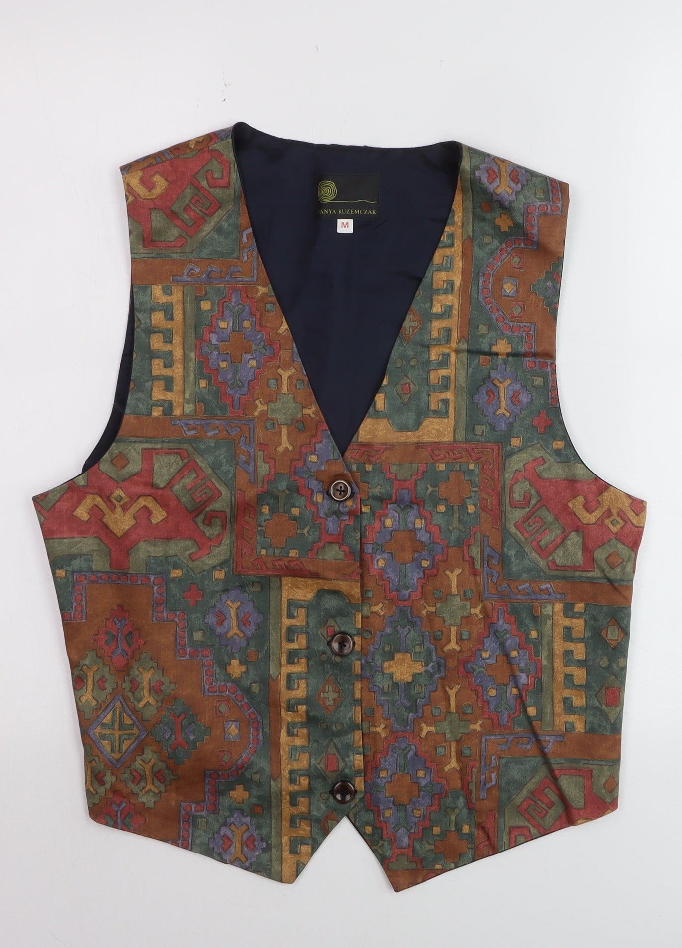 Tanya Kuzemczak Men's Multicoloured Geometric Cotton Waistcoat M