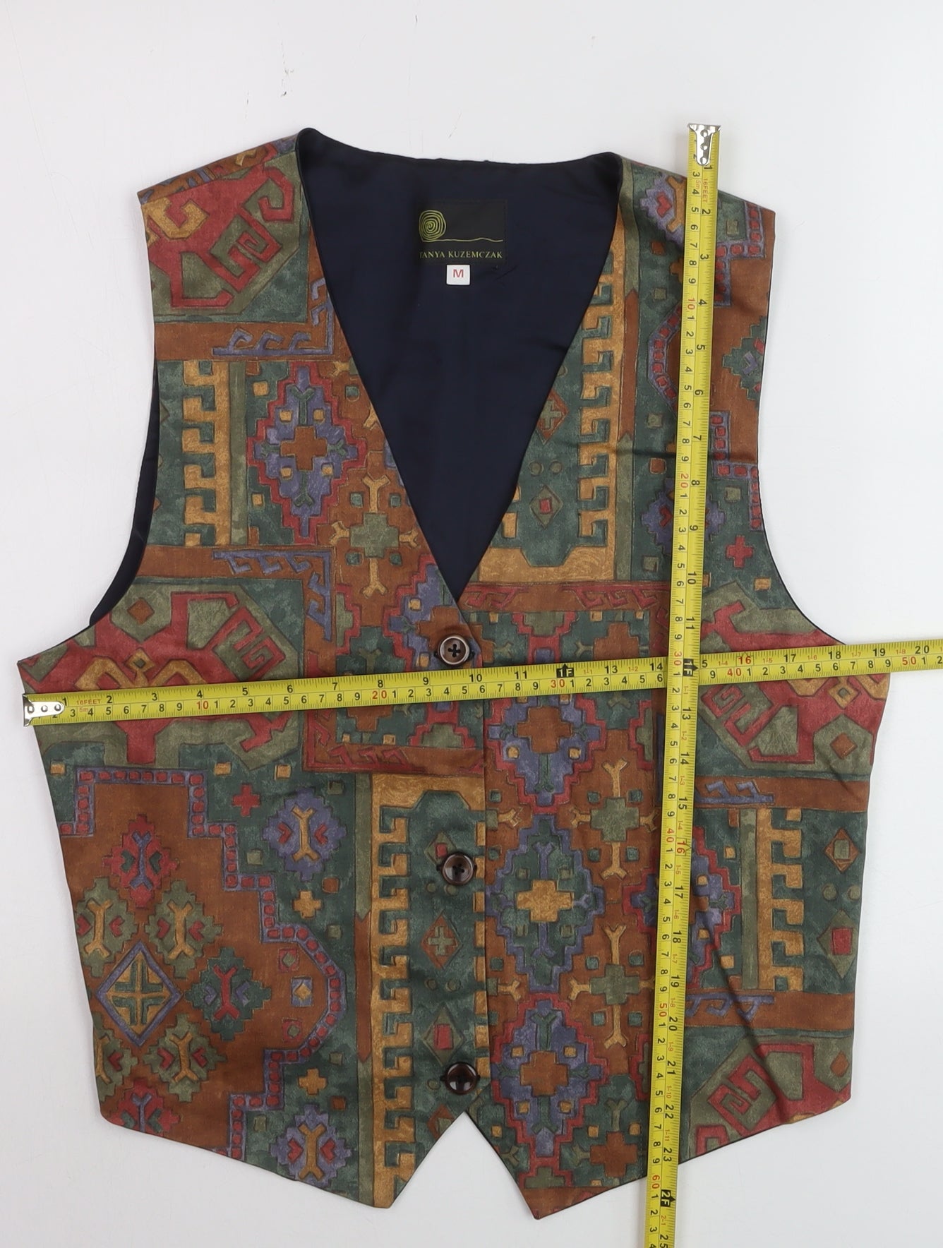 Tanya Kuzemczak Men's Multicoloured Geometric Cotton Waistcoat M