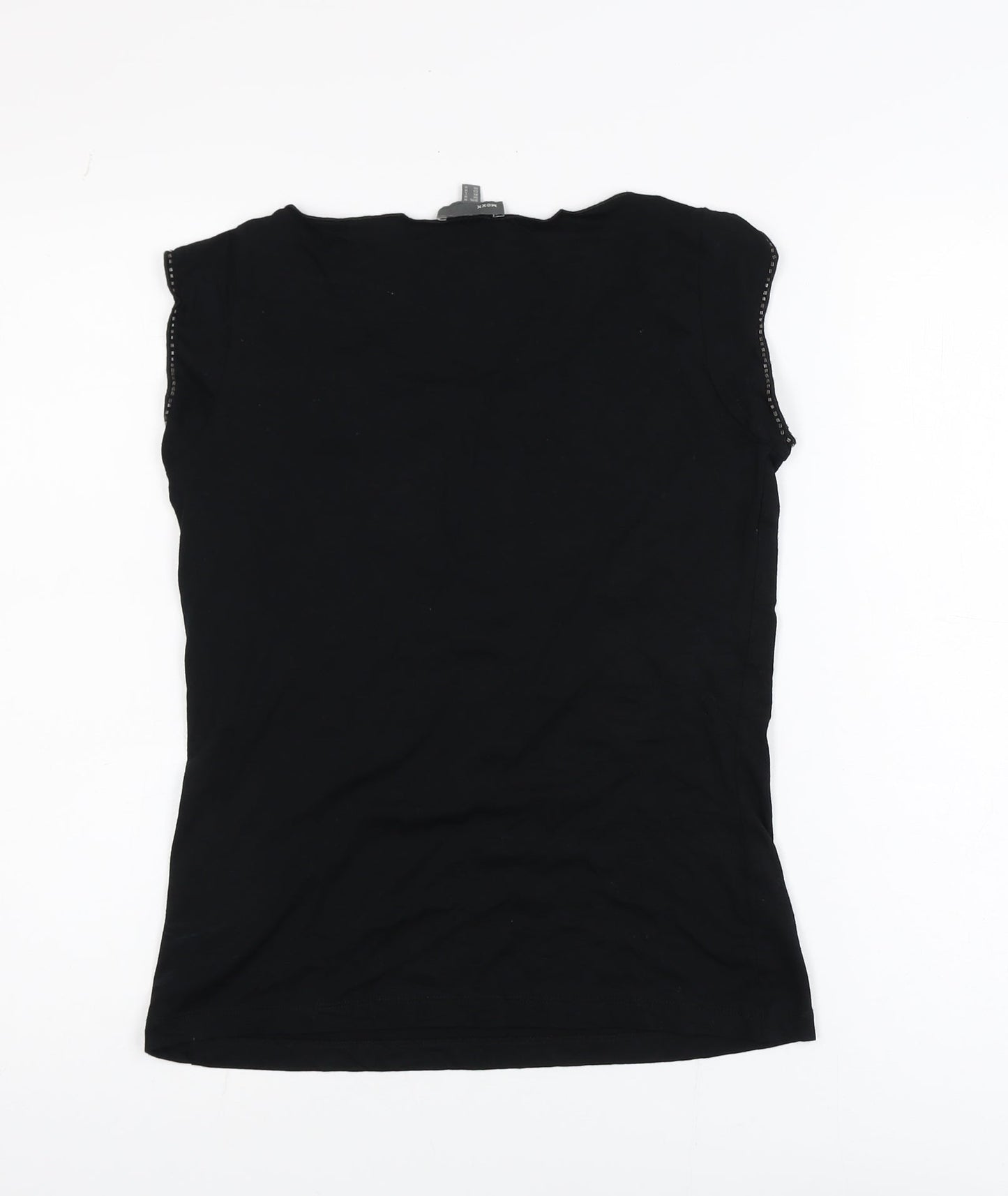 Mexx Womens Black Sleeveless Rhinestone Scoop Neck T-Shirt Medium