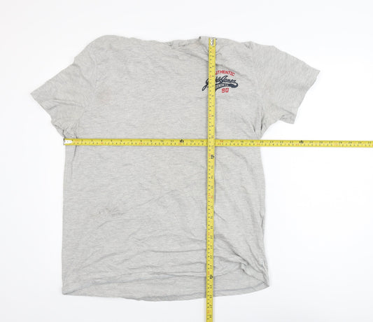Jack & Jones Men's Grey Crew Neck Short Sleeve T-Shirt Size S