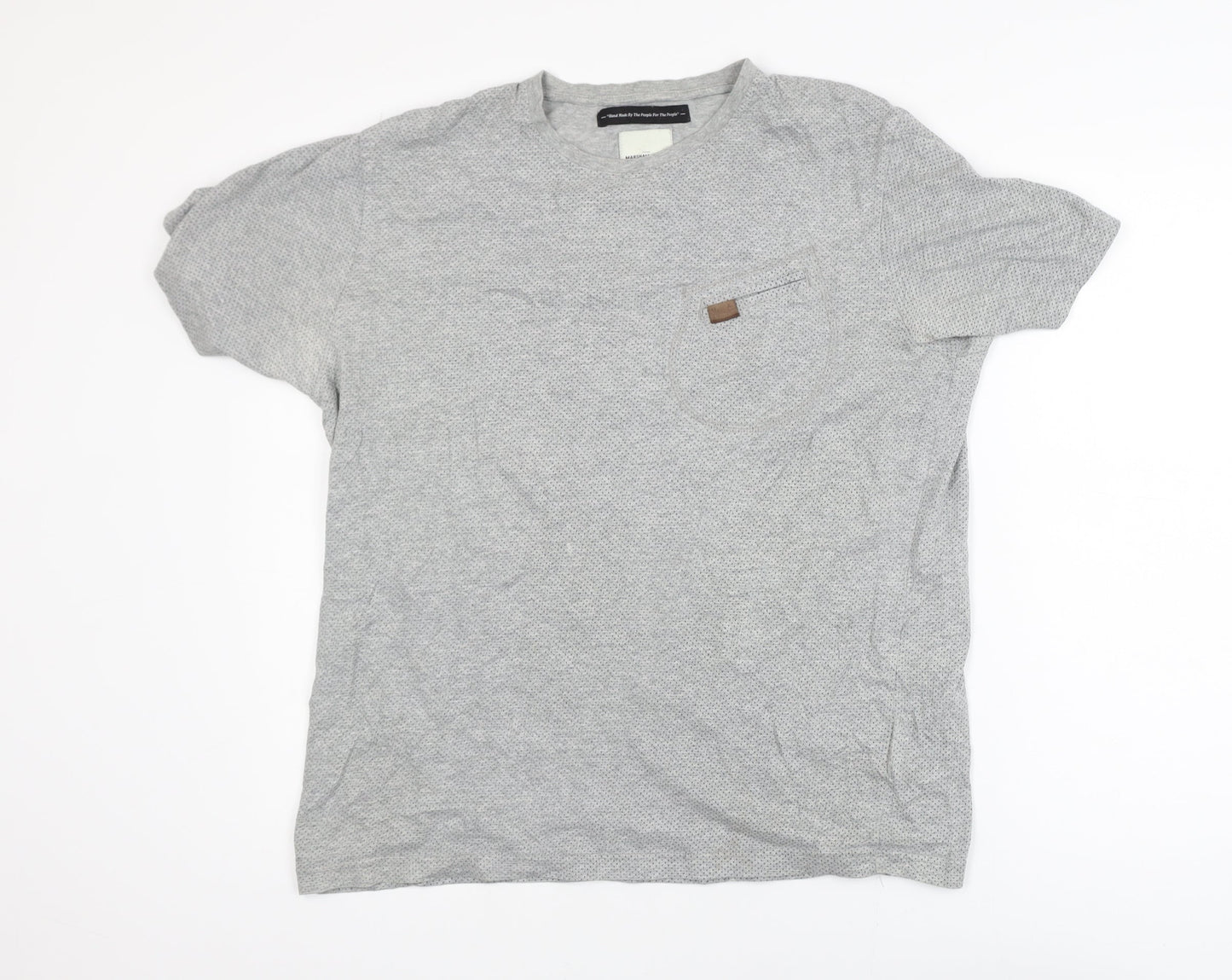 Marshall Artist Men's Grey Cotton Crew Neck T-Shirt Medium