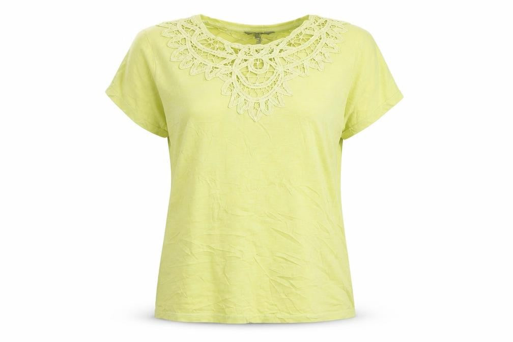 Principles Women’s Green Crochet Neck Cotton T-Shirt Size 12