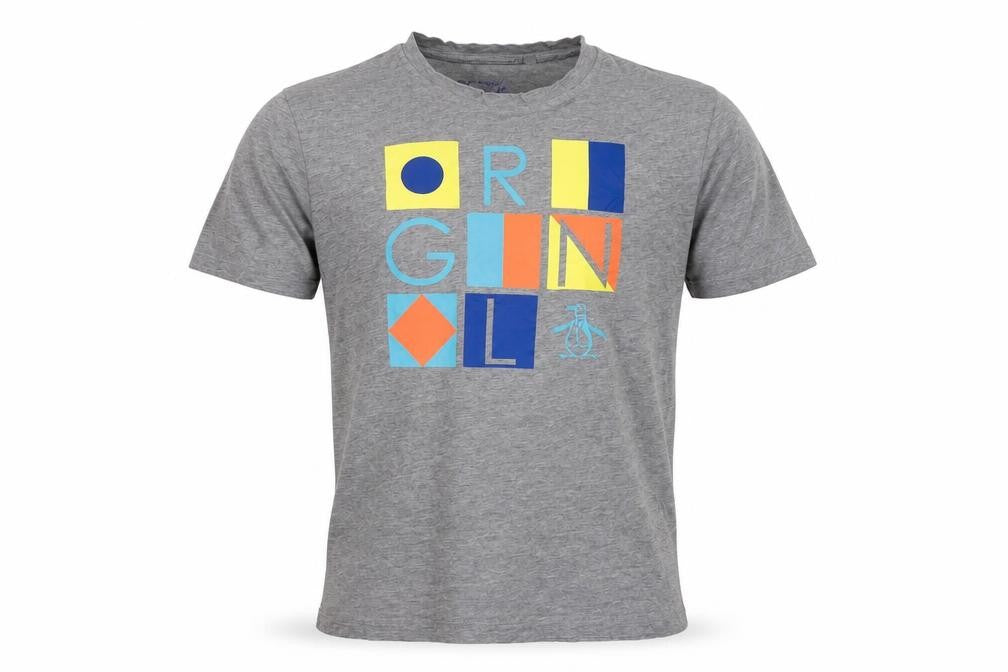 Original Penguin Mens Grey Graphic Print Cotton T-Shirt Size S