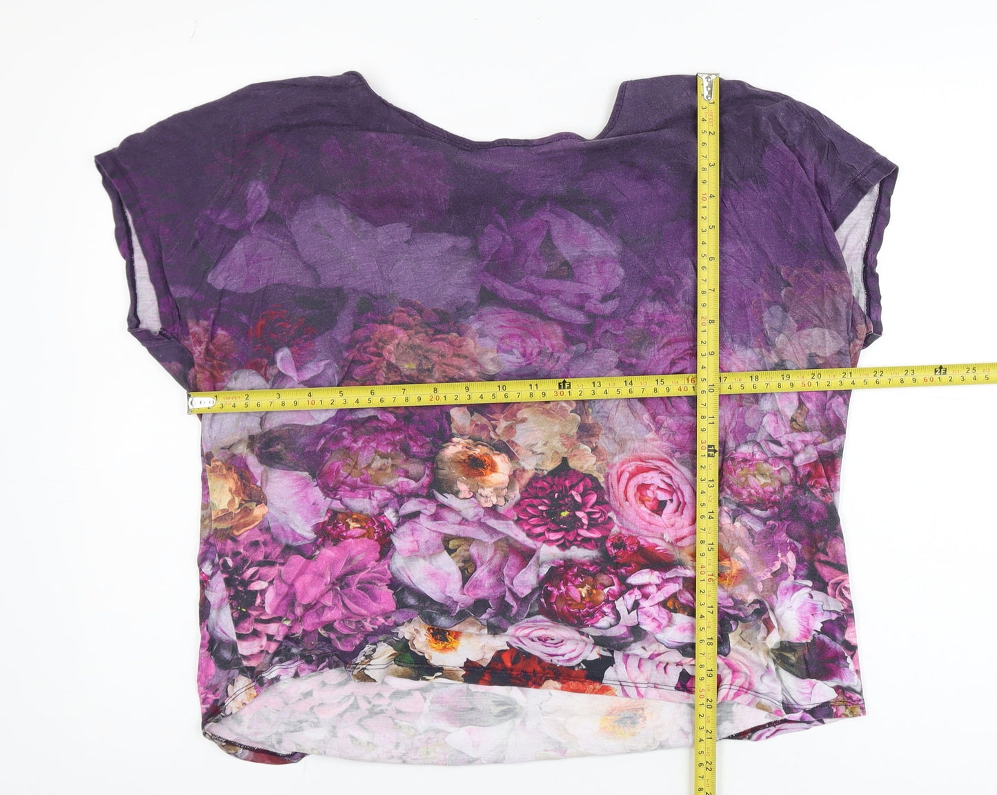 Marks and Spencer Women’s Purple Floral Viscose T-Shirt UK 14