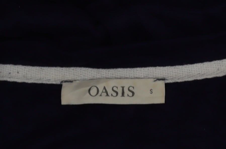 Oasis Womens Navy Blue Pullover Sweatshirt S Hello Print Long Sleeve