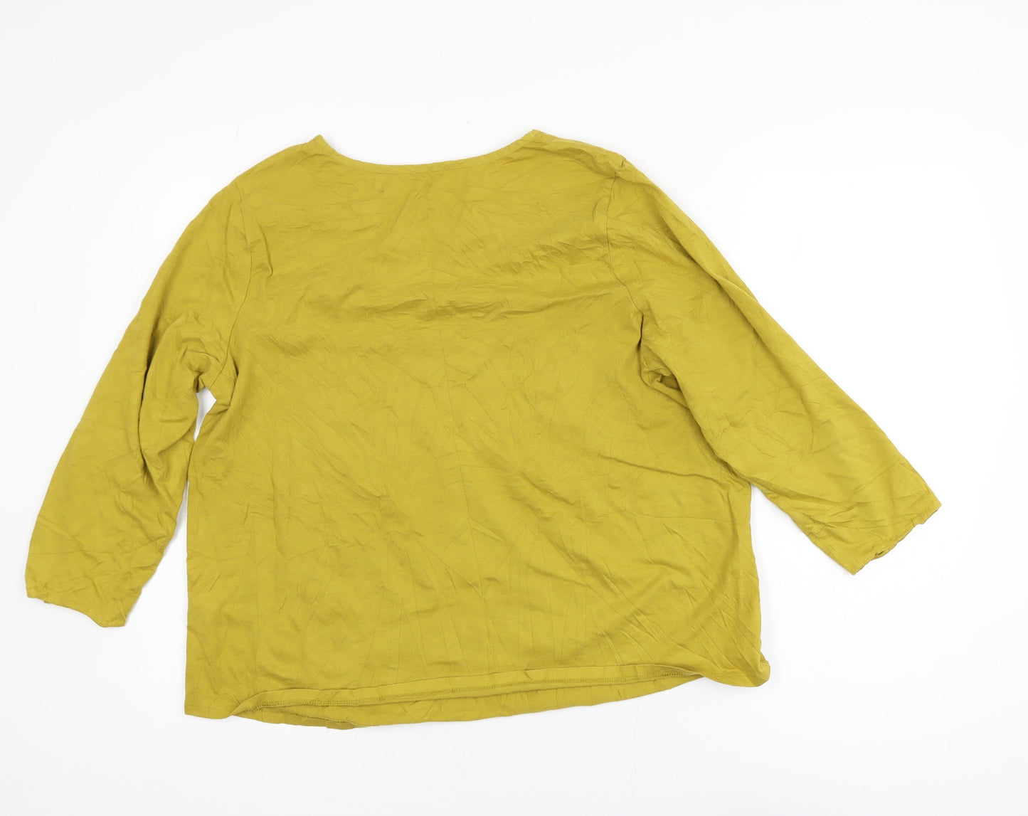Marks and Spencer Women Yellow Embroidered Cotton Tunic Blouse UK 16