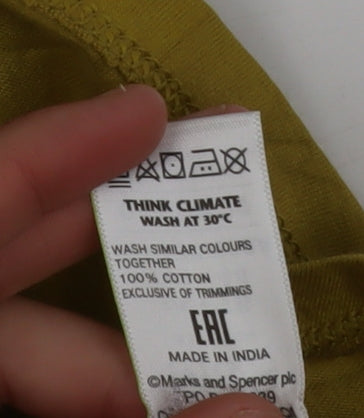 Marks and Spencer Women Yellow Embroidered Cotton Tunic Blouse UK 16
