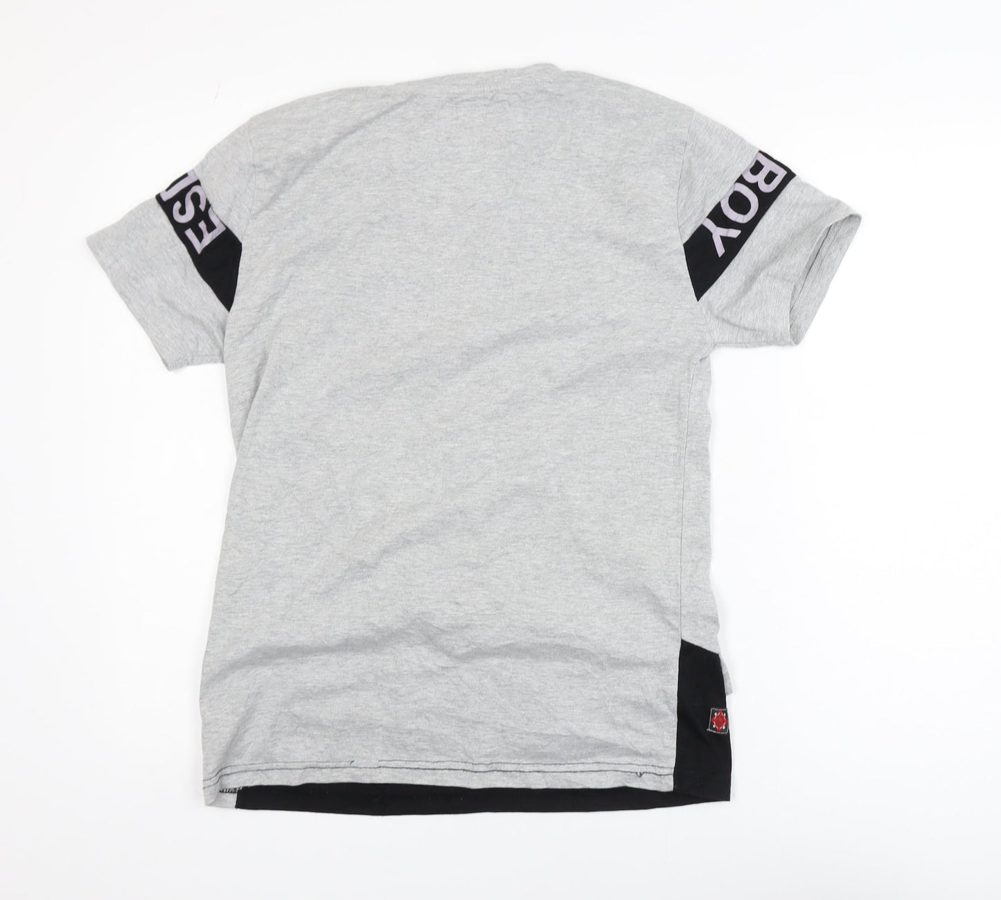 Jack & Jones Men's Grey Graphic Print Cotton T-Shirt Size M