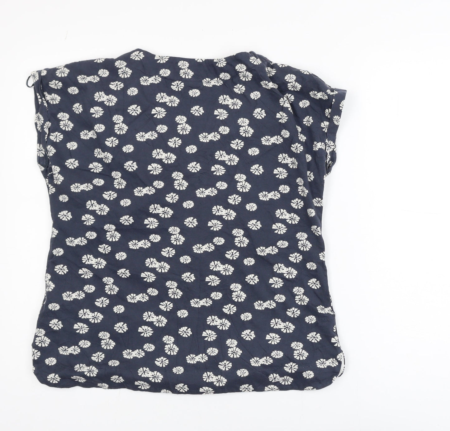Weird Fish Womens Blue Floral Cotton Blouse Size 12