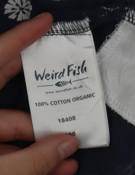 Weird Fish Womens Blue Floral Cotton Blouse Size 12