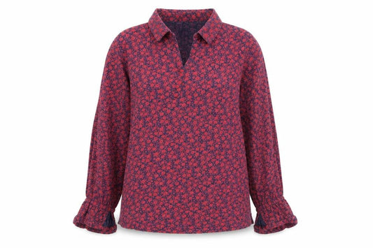 Seasalt Cornwall Women Red Floral Cotton Modal Tunic Blouse UK 12