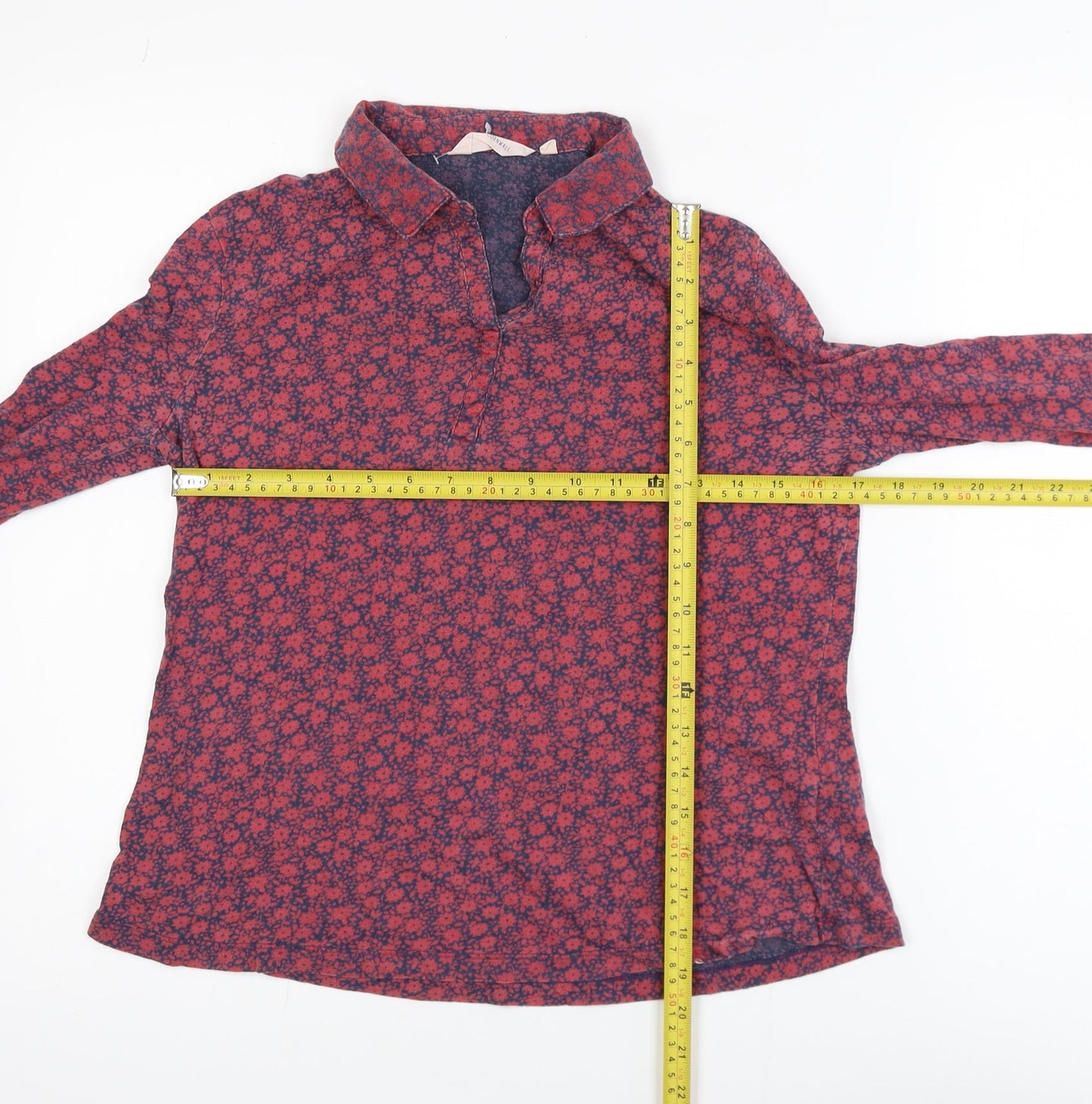 Seasalt Cornwall Women Red Floral Cotton Modal Tunic Blouse UK 12