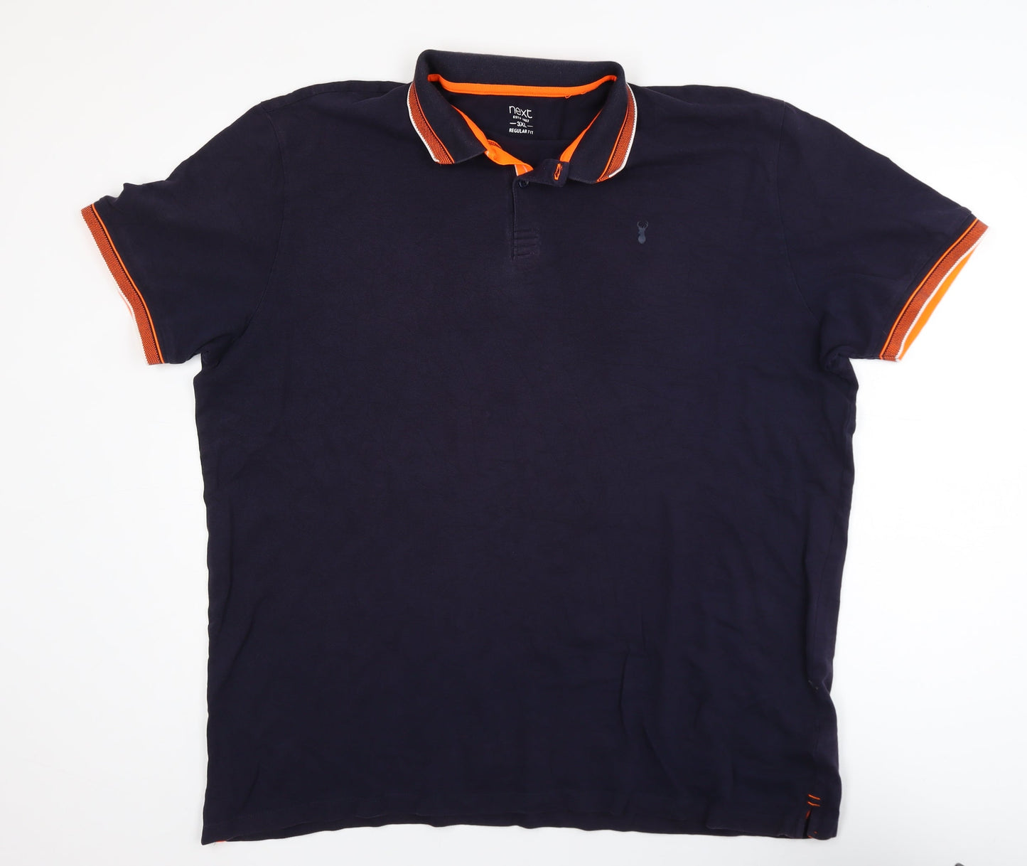 Next Men's Blue 3XL Cotton Elastane Short Sleeve Polo Shirt