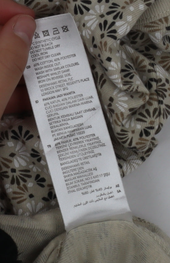 Maine New England Women’s Beige Floral Sleeveless Cotton Tank Top Size 14