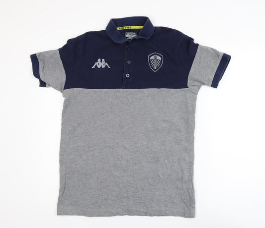 Kappa Mens Grey Navy Colourblock Polo Shirt Medium