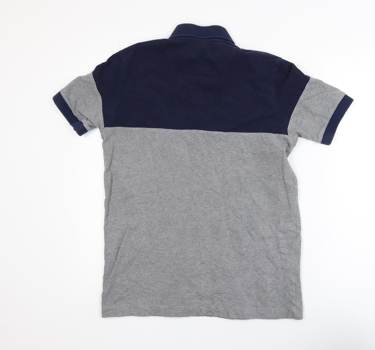 Kappa Mens Grey Navy Colourblock Polo Shirt Medium