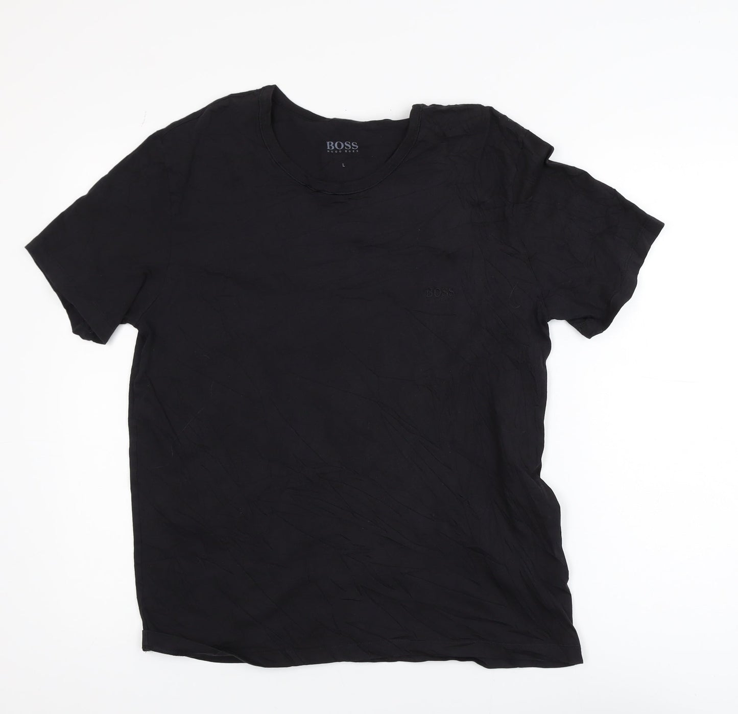 Hugo Boss Men's Black Cotton Crew Neck Short Sleeve T-Shirt Size L