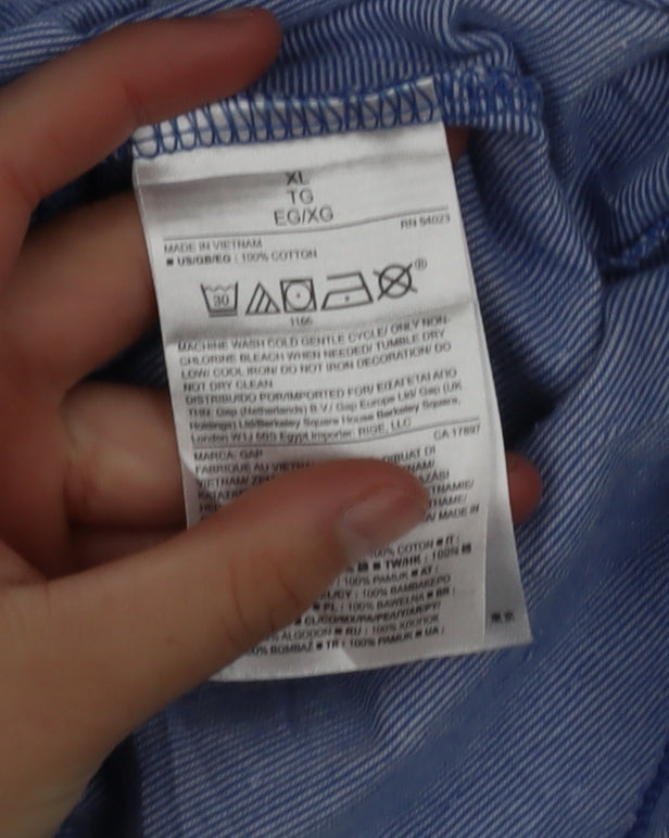 GAP Men's Blue Long Sleeve Henley Polo Shirt XL 100% Cotton