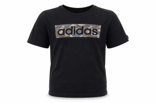 Adidas Boys Black 13-14 Years Logo Graphic Cotton T-Shirt