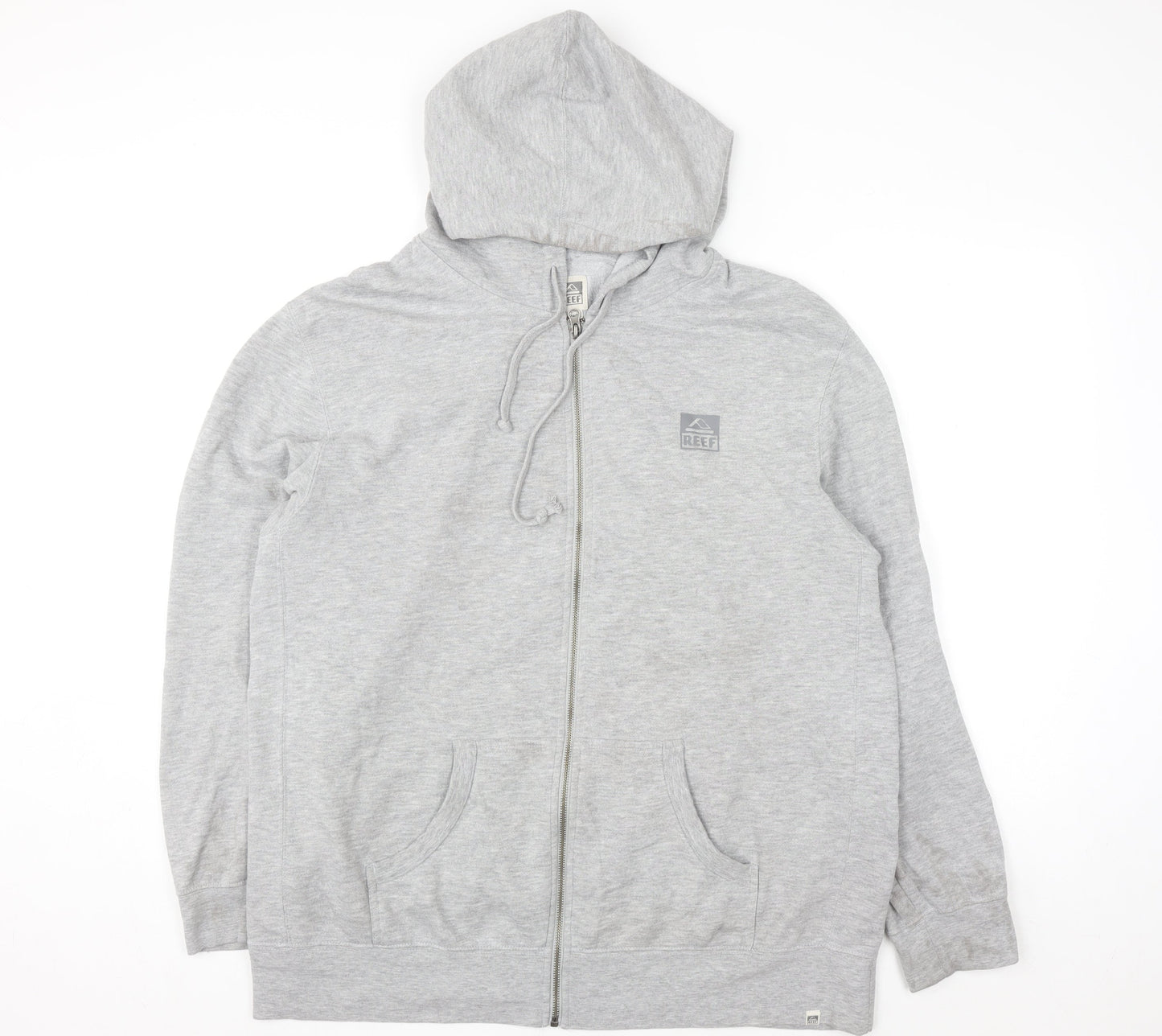 Reef Mens Grey Full Zip Hoodie 2XL Regular Fit Fleece