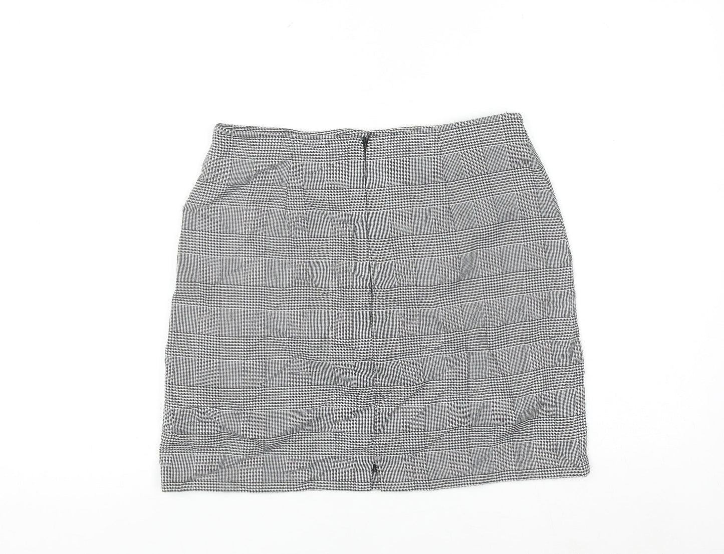 New Look Women’s Black Check Pencil Skirt Size 10 Stretch Business