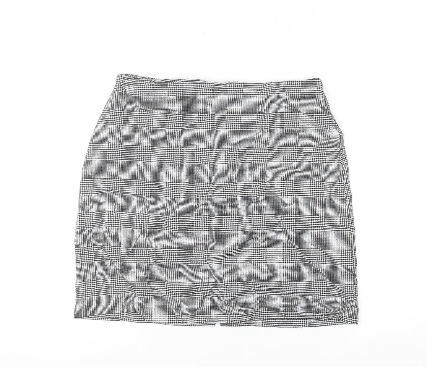 New Look Women’s Black Check Pencil Skirt Size 10 Stretch Business