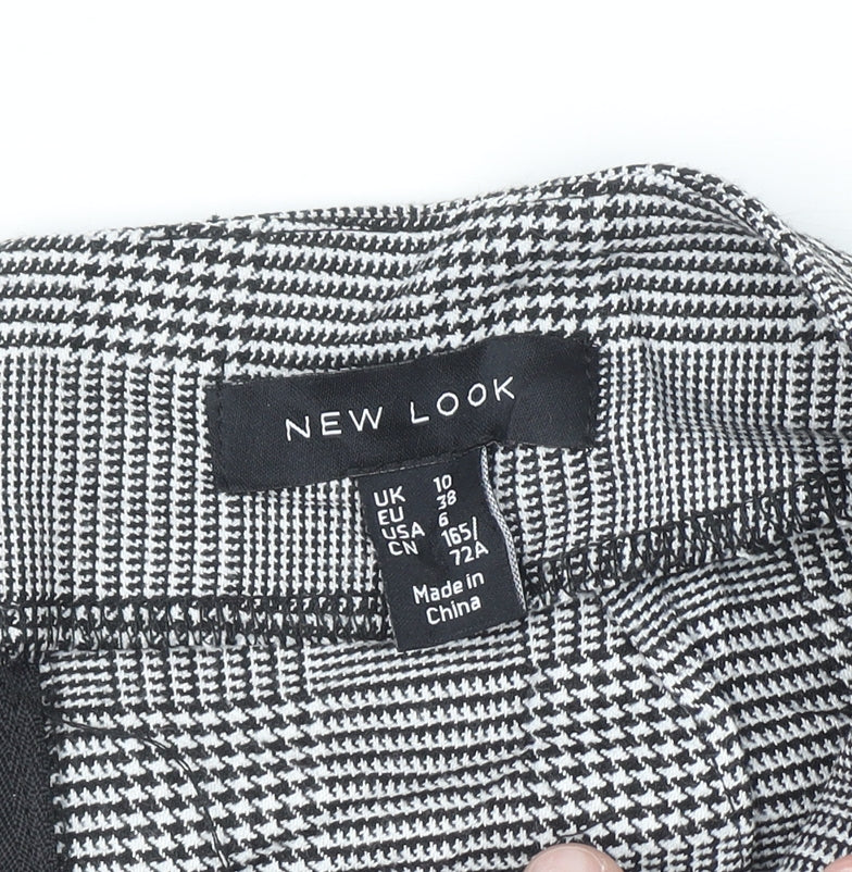 New Look Women’s Black Check Pencil Skirt Size 10 Stretch Business