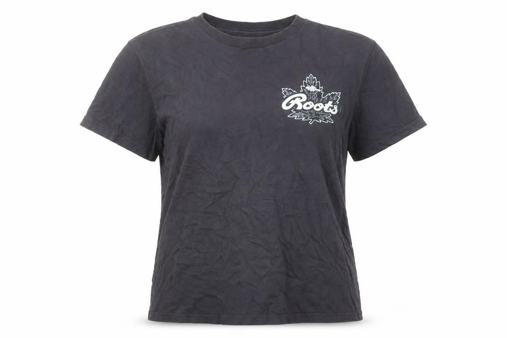 Roots Womens Black Cotton Short Sleeve T-Shirt M