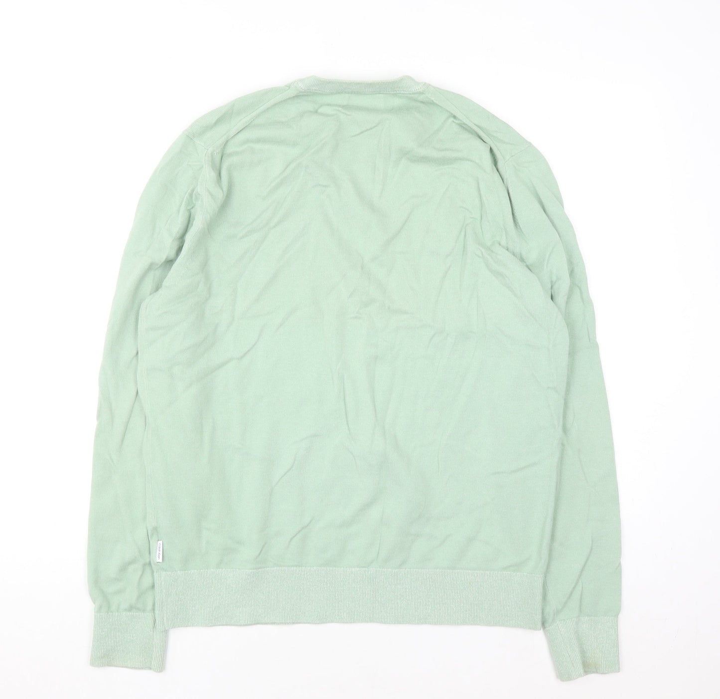 Calvin Klein Men's Green Cotton Silk Crew Neck Jumper XL