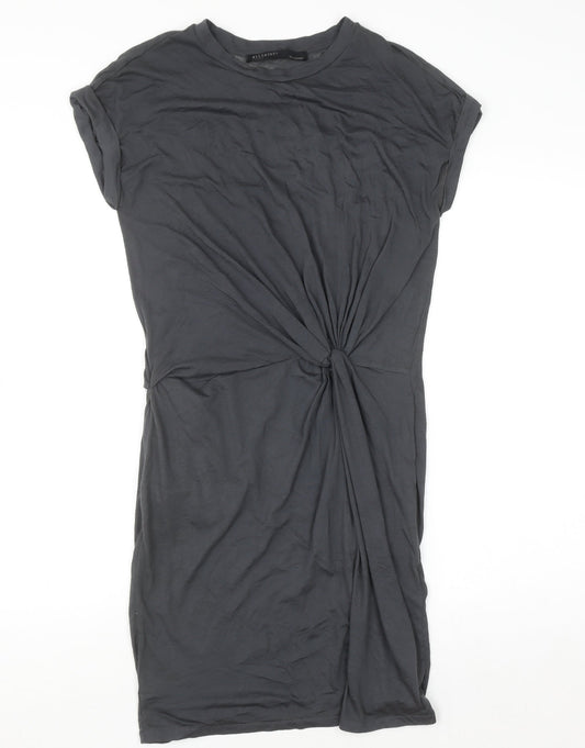 AllSaints Womens Grey XS Jersey Knot T-Shirt Dress