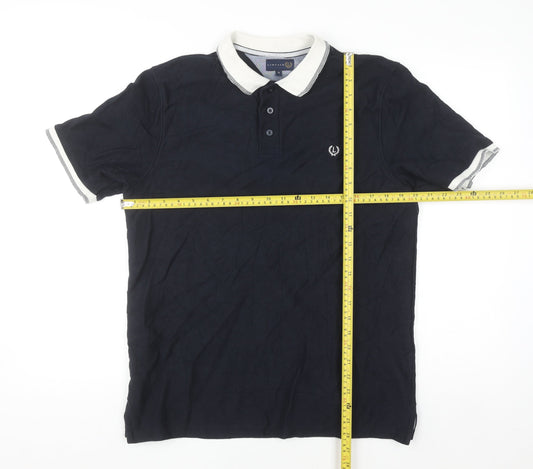 Lincoln Men Blue Cotton Polo Shirt Size M Short Sleeve