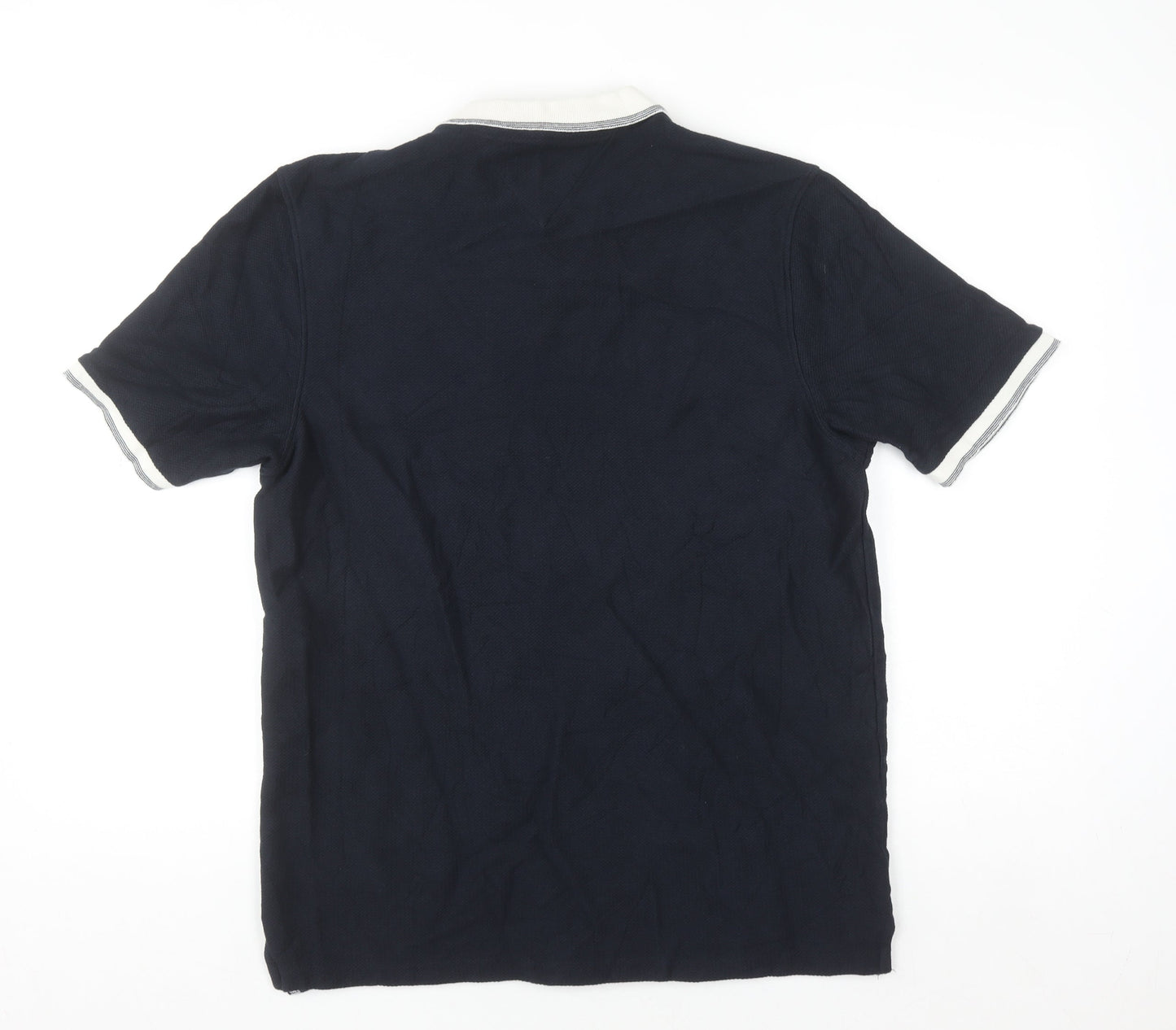 Lincoln Men Blue Cotton Polo Shirt Size M Short Sleeve