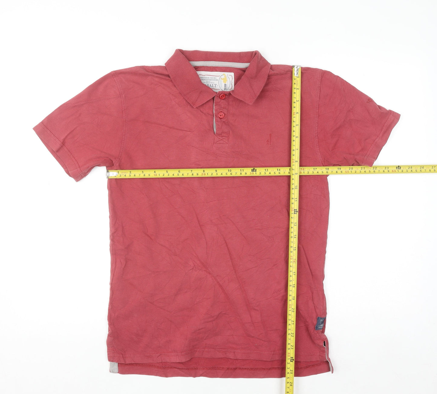 Seasalt Men’s Red Cotton Short Sleeve Button-Up Polo Shirt Size S