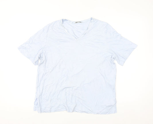 Marks and Spencer Women Blue Viscose V-Neck Short Sleeve T-Shirt Size 18