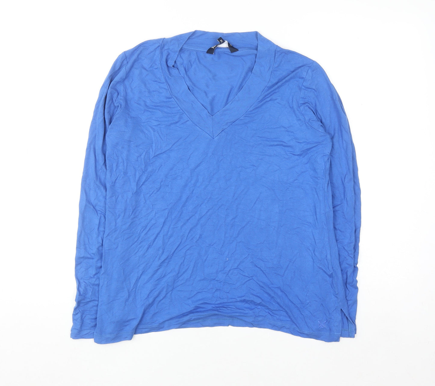 Crew Clothing Women's Blue Size 12 V-Neck Long Sleeve Jersey Top