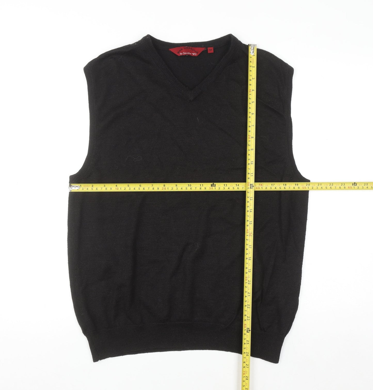 Bar Harbour by Double Two Men's Black Wool Blend V-Neck Vest M