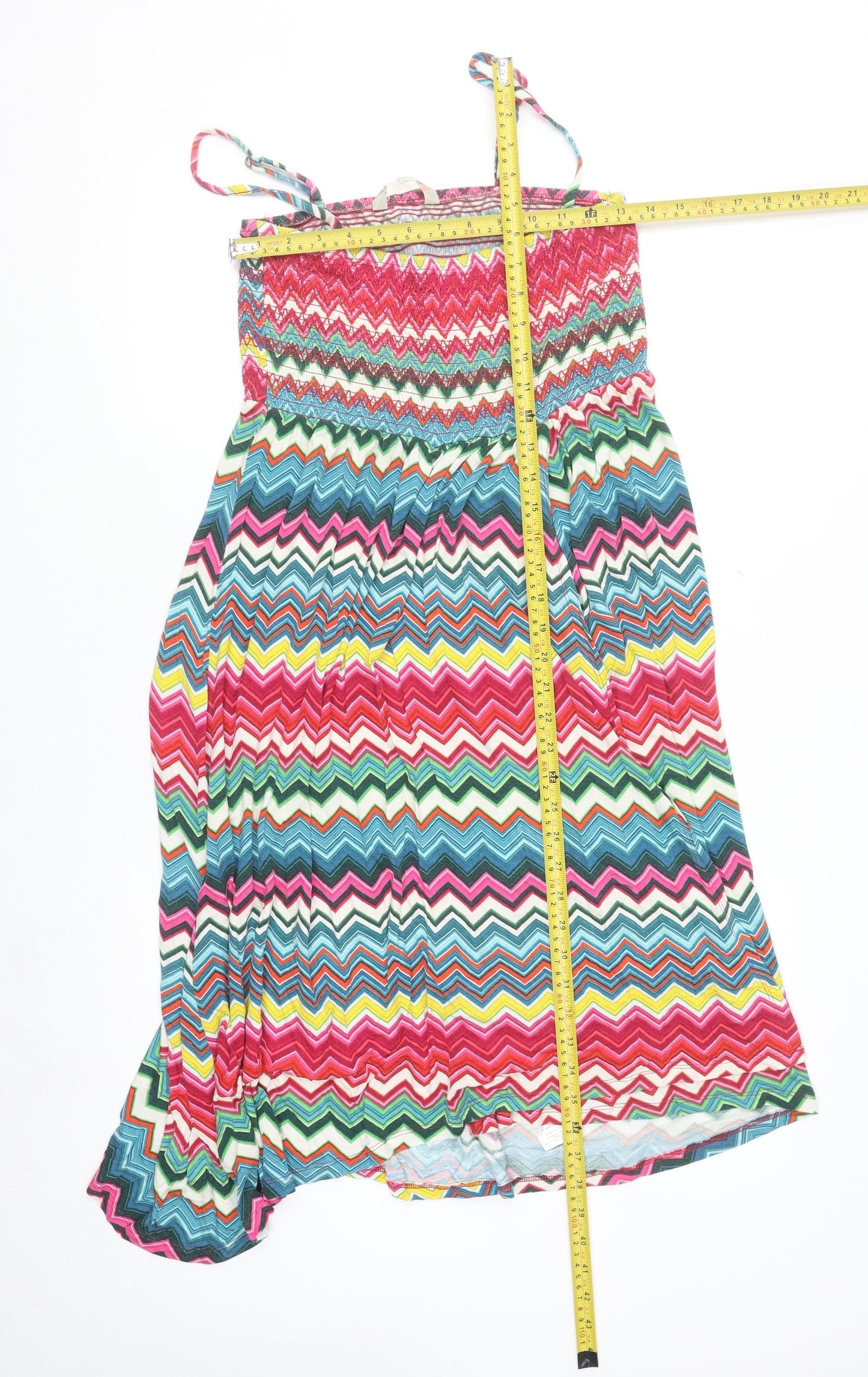 Mantaray Women’s Multicoloured Chevron Jersey Strappy Dress Size 14