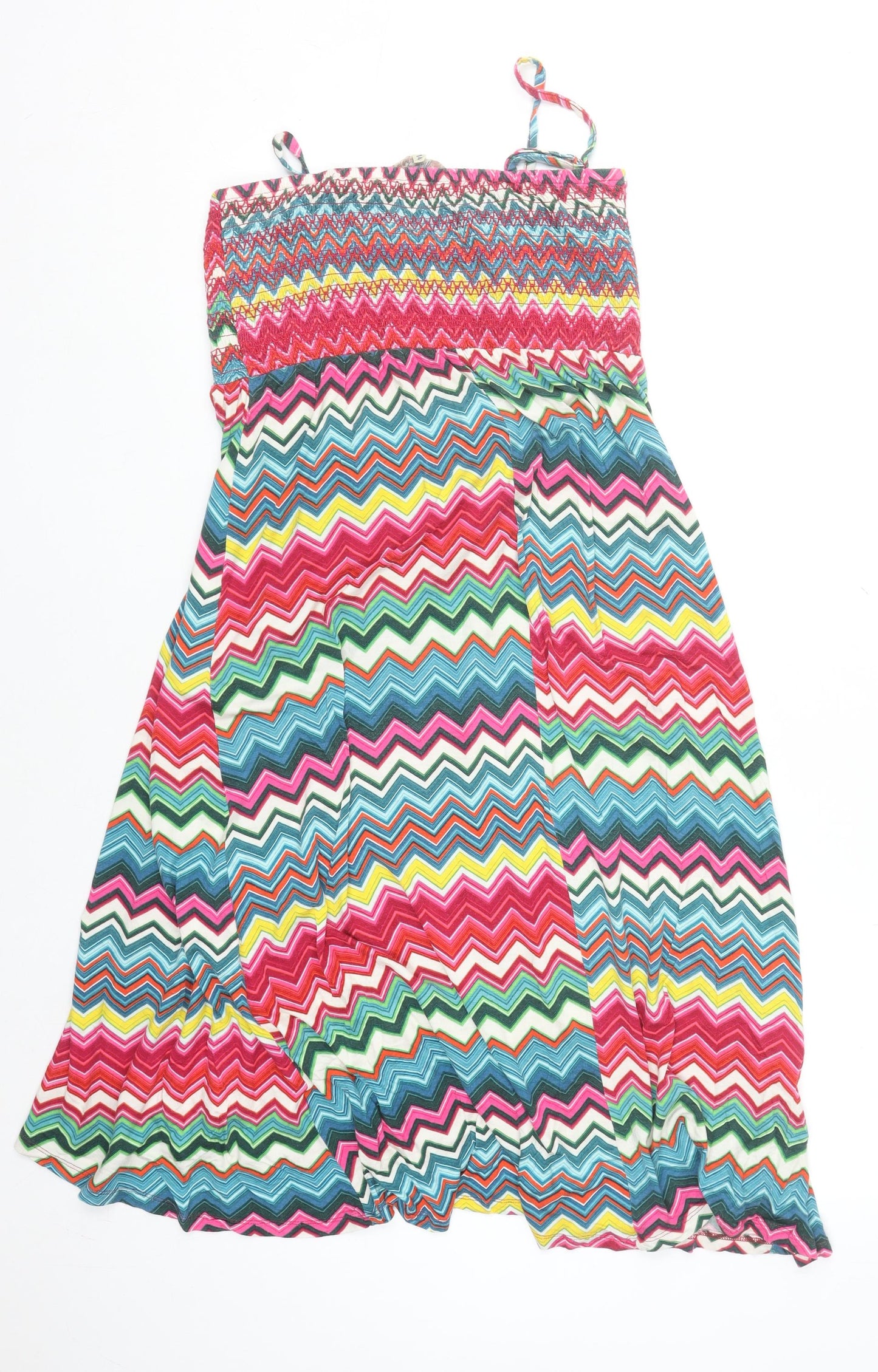 Mantaray Women’s Multicoloured Chevron Jersey Strappy Dress Size 14