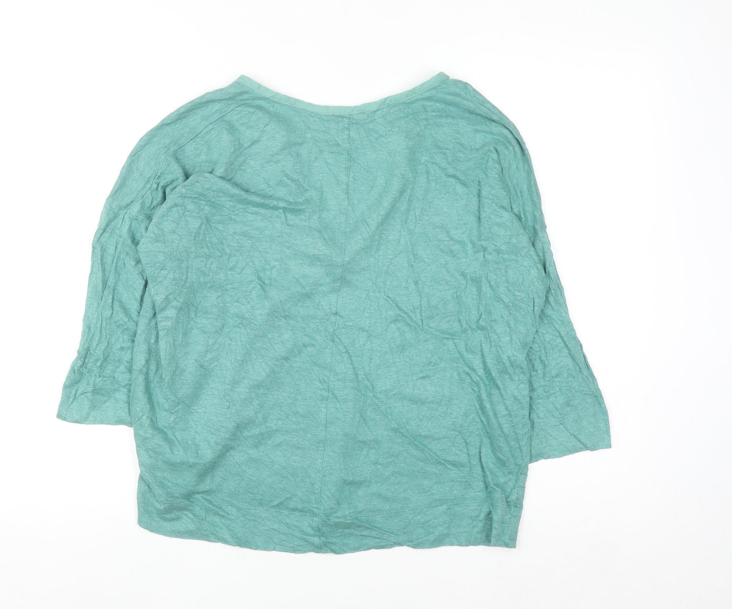Jigsaw Womens Green Linen Tunic Blouse Medium Relaxed Fit 3/4 Sleeve