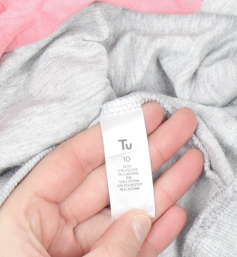 Tu Women Grey Animal Print Colourblock Pullover Sweatshirt Size 10