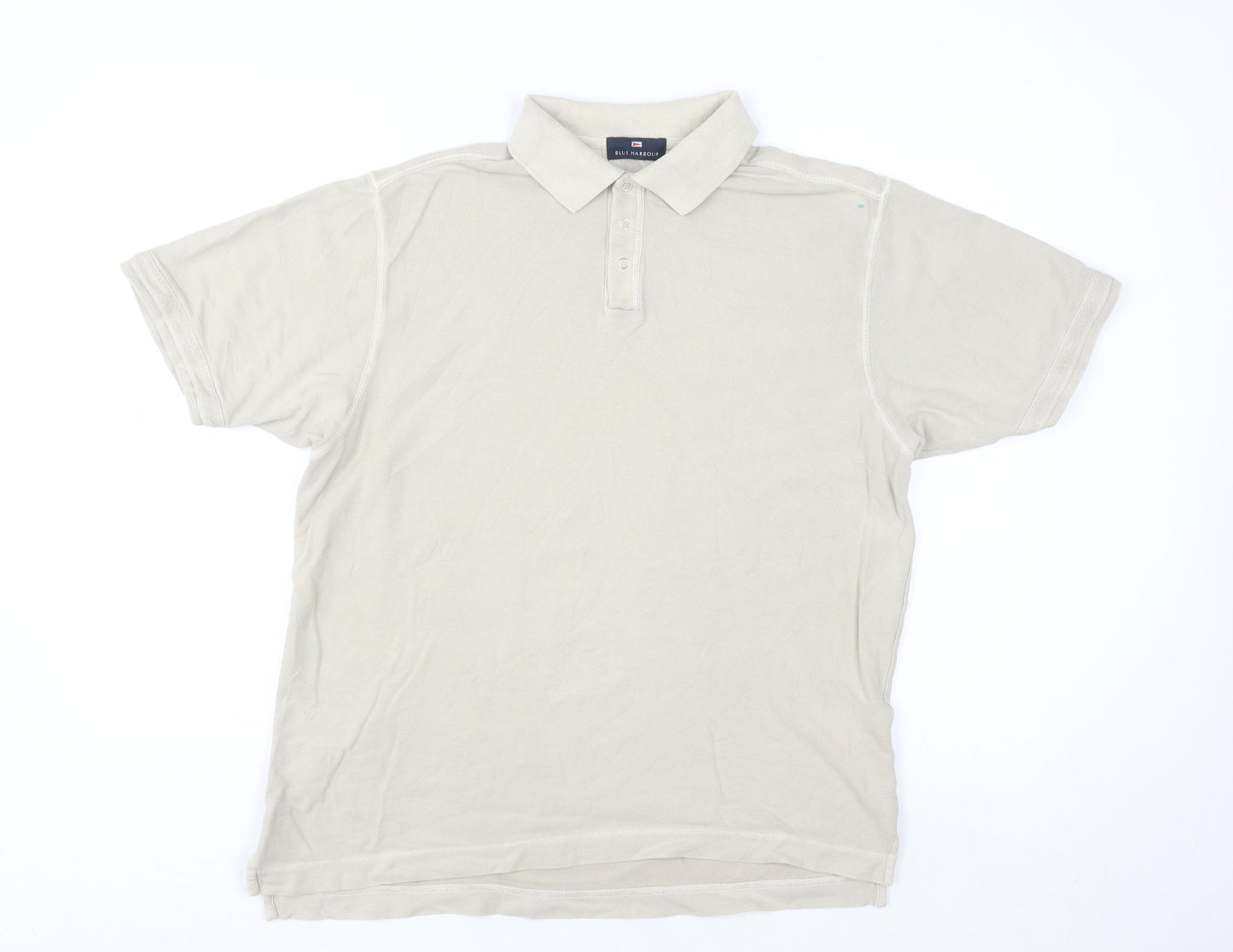 Marks and Spencer Blue Harbour Men's Beige Cotton Polo Shirt Size S
