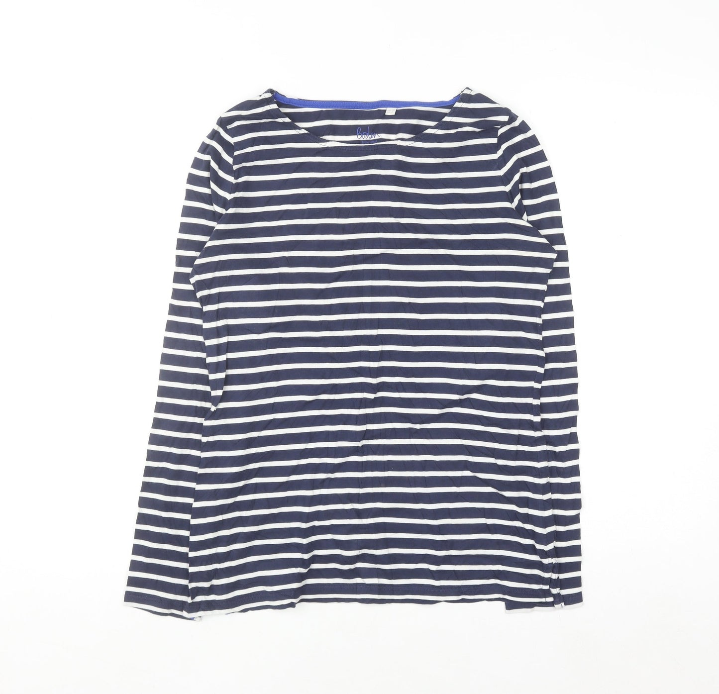Boden Women Blue Striped Long Sleeve Cotton Jersey Top UK 10