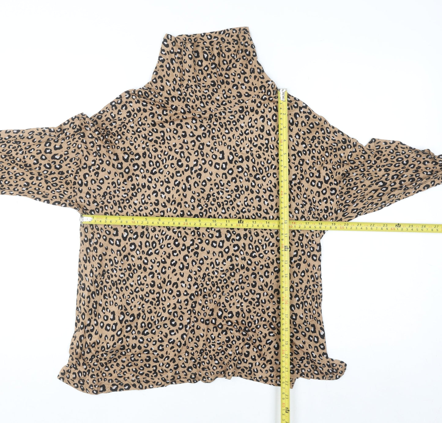 Marks and Spencer Women’s Brown Leopard Print Roll Neck Top Size 10